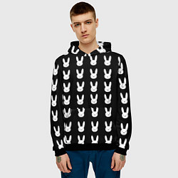 Толстовка-худи мужская Bunny pattern black, цвет: 3D-черный — фото 2