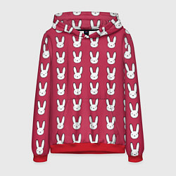 Толстовка-худи мужская Bunny Pattern red, цвет: 3D-красный