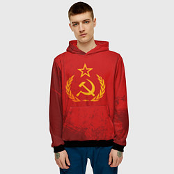 Толстовка-худи мужская СССР серп и молот, цвет: 3D-черный — фото 2