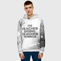 Толстовка-худи мужская Im doing teacher things: на светлом, цвет: 3D-белый — фото 2