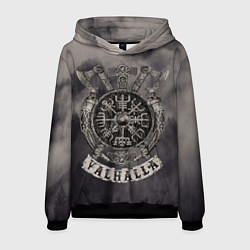 Толстовка-худи мужская Вальхалла викингов, цвет: 3D-черный