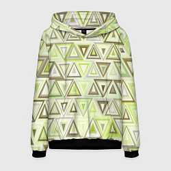 Толстовка-худи мужская Геометрический светло-зелёный паттерн из треугольн, цвет: 3D-черный