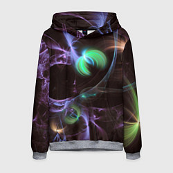 Толстовка-худи мужская Магические фиолетовые волны и цветные космические, цвет: 3D-меланж
