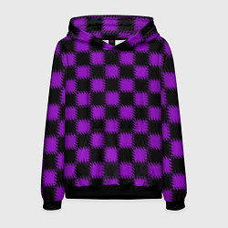 Толстовка-худи мужская Фиолетовый черный узор Шахматка, цвет: 3D-черный