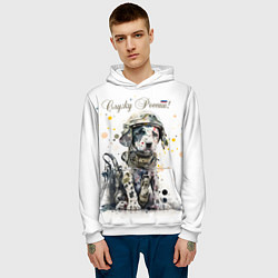 Толстовка-худи мужская Пятнистый щенок в военном камуфляже, цвет: 3D-белый — фото 2