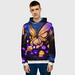 Толстовка-худи мужская Цветок бабочка midjouney, цвет: 3D-белый — фото 2