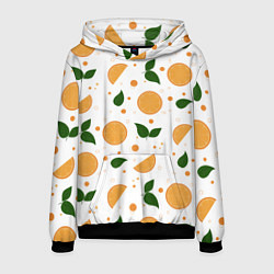 Толстовка-худи мужская Апельсины с листьями, цвет: 3D-черный