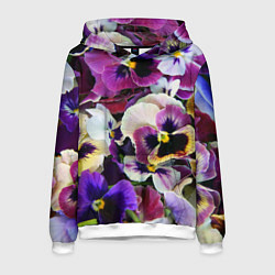 Толстовка-худи мужская Красивые анютины глазки, цвет: 3D-белый