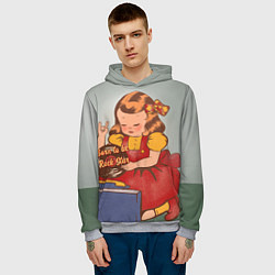 Толстовка-худи мужская Девочка с виниловой пластинкой - рождена быть звез, цвет: 3D-меланж — фото 2