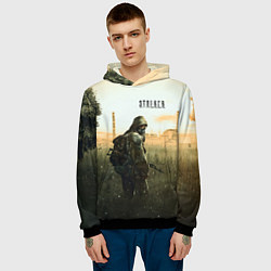 Толстовка-худи мужская STALKER Одиночка утром на ЧАЭС, цвет: 3D-черный — фото 2