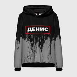 Толстовка-худи мужская Денис - в рамке красного цвета, цвет: 3D-черный