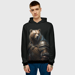 Толстовка-худи мужская Медведь в доспехах, цвет: 3D-черный — фото 2