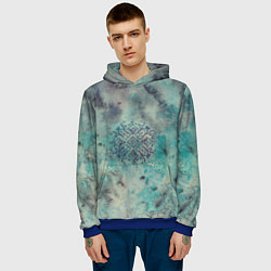 Толстовка-худи мужская Мандала спокойствия, космос, синяя, цвет: 3D-синий — фото 2