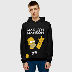 Толстовка-худи мужская Marilyn Manson Гомер Симпсон рокер, цвет: 3D-черный — фото 2