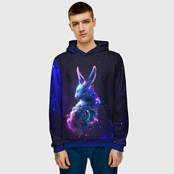 Толстовка-худи мужская Космический звёздный кролик, цвет: 3D-синий — фото 2