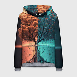 Толстовка-худи мужская Таинственное дерево в озере, цвет: 3D-меланж