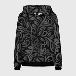 Толстовка-худи мужская Модный растительный орнамент, цвет: 3D-черный
