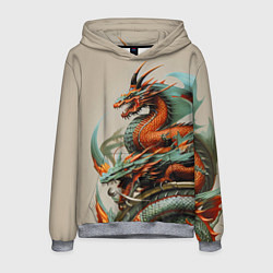 Толстовка-худи мужская Japan dragon - irezumi, цвет: 3D-меланж