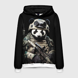 Толстовка-худи мужская Медведь панда солдат спецназа, цвет: 3D-белый