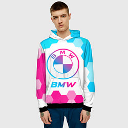 Толстовка-худи мужская BMW neon gradient style, цвет: 3D-черный — фото 2