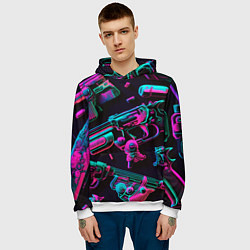 Толстовка-худи мужская Неоновый пистолет, цвет: 3D-белый — фото 2