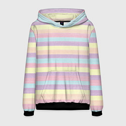 Толстовка-худи мужская Пастельные линии - текстура свитера, цвет: 3D-черный