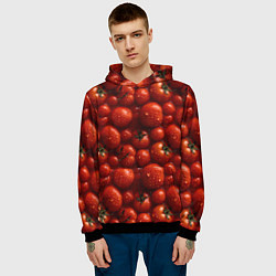 Толстовка-худи мужская Сочная текстура из томатов, цвет: 3D-черный — фото 2
