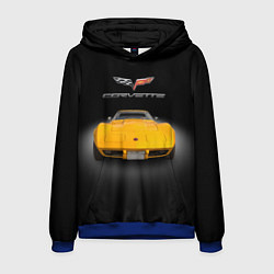 Толстовка-худи мужская Американский маслкар Chevrolet Corvette Stingray, цвет: 3D-синий