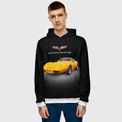 Толстовка-худи мужская Американский спорткар Chevrolet Corvette Stingray, цвет: 3D-белый — фото 2