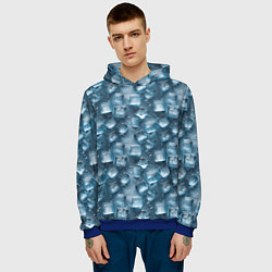 Толстовка-худи мужская Сочная текстура из ледяных кубиков, цвет: 3D-синий — фото 2