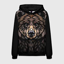 Толстовка-худи мужская Медведь в этническом стиле, цвет: 3D-черный