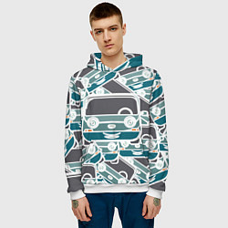 Толстовка-худи мужская Абстракция машина, цвет: 3D-белый — фото 2