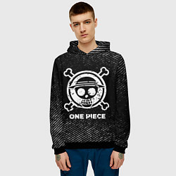 Толстовка-худи мужская One Piece с потертостями на темном фоне, цвет: 3D-черный — фото 2