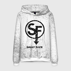 Толстовка-худи мужская Sally Face с потертостями на светлом фоне, цвет: 3D-белый