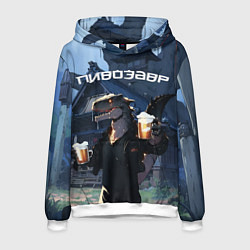Толстовка-худи мужская Аниме Пивозавр, цвет: 3D-белый