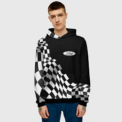 Толстовка-худи мужская Ford racing flag, цвет: 3D-черный — фото 2