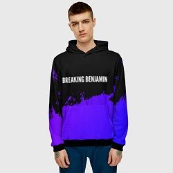 Толстовка-худи мужская Breaking Benjamin purple grunge, цвет: 3D-черный — фото 2