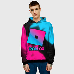 Толстовка-худи мужская Roblox - neon gradient, цвет: 3D-черный — фото 2