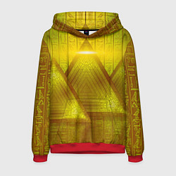 Толстовка-худи мужская Золотые пирамиды и треугольники, цвет: 3D-красный