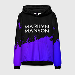 Толстовка-худи мужская Marilyn Manson purple grunge, цвет: 3D-черный