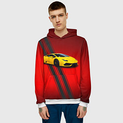 Толстовка-худи мужская Итальянский гиперкар Lamborghini Aventador, цвет: 3D-белый — фото 2