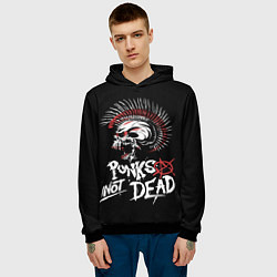 Толстовка-худи мужская Punks not dead - анархия, цвет: 3D-черный — фото 2