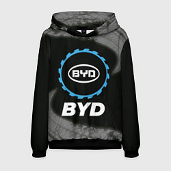 Толстовка-худи мужская BYD в стиле Top Gear со следами шин на фоне, цвет: 3D-черный