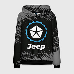 Толстовка-худи мужская Jeep в стиле Top Gear со следами шин на фоне, цвет: 3D-черный