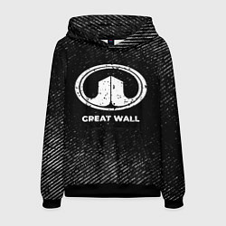 Толстовка-худи мужская Great Wall с потертостями на темном фоне, цвет: 3D-черный