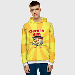 Толстовка-худи мужская Chicken Gun с пистолетами, цвет: 3D-белый — фото 2