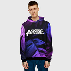 Толстовка-худи мужская Asking Alexandria neon monstera, цвет: 3D-черный — фото 2