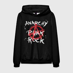 Толстовка-худи мужская Анархия - панк рок, цвет: 3D-черный