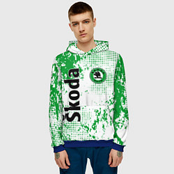 Толстовка-худи мужская Skoda auto logo, цвет: 3D-синий — фото 2
