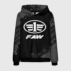 Толстовка-худи мужская FAW speed на темном фоне со следами шин, цвет: 3D-черный